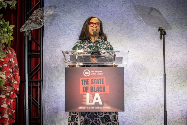 Monique Trusclair Maddox addresses Los Angeles Urban League