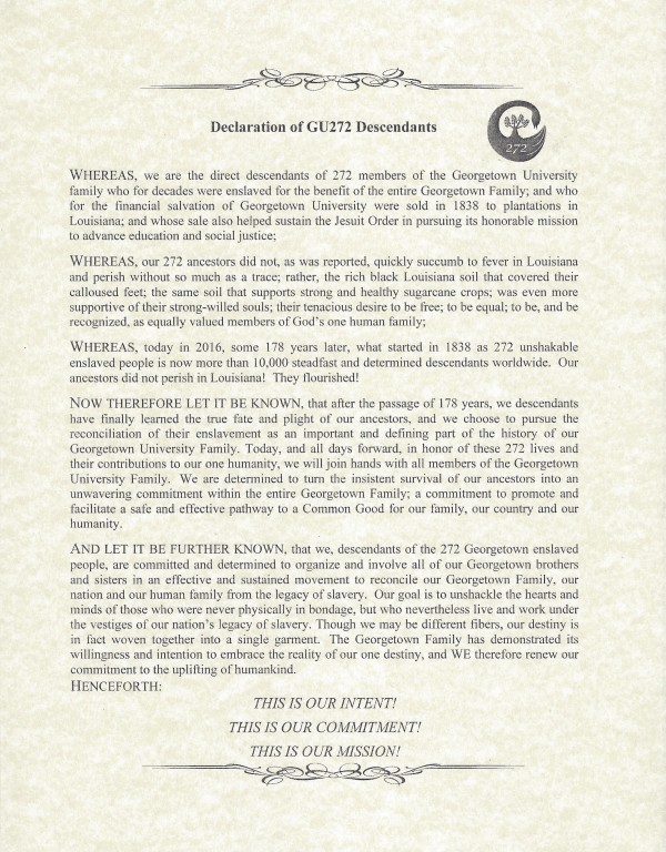 Declaration of GU272 Descendants